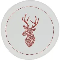 Clayre & Eef Servies Ontbijtbord Ø 17*2 cm Rood Aardewerk Rond Rendier Eetbord Gebaksbordje