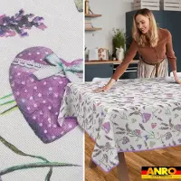 ANRO Tafelkleed Lavendel Meerkleurig 220x140cm Met sierband Afwasbaar Waterafstotend Binnen & Buiten