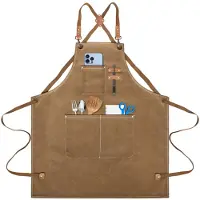 Famanu – Barbecueschort voor mannen, waterdicht kookschort met 3 zakken, canvas en denim ontwerp, ideaal voor keuken en restaurant