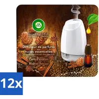 Air Wick 12 x Essential Mist - Starterkit - Edelhout - 20ml - Geurverspreider - Essentiële Oliën - Kostbaar Hout - Geurdiffuser - Luchtverfrisser