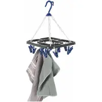 Storage solutions Droogcarrousel / droogmolen - grijs / blauw - met 18 knijpers - 24 x 31 cm - kunststof