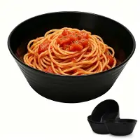 Famanu – Set van 4 grote plastic schalen van 20 cm, onbreekbare saladeschalen, magnetron- en vaatwasserbestendig, ideaal voor ontbijtgranen, salades, pasta en picknicks, zwart