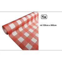 Wefiesta 1x Tafelrol tafelkleed Boerenbont rood/wit 120cm x 800cm papier - ruit diner food festival eten fun thema feest party