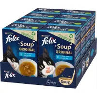 Felix Soup Time Vis Kabeljauw Tonijn Schol - Multipack - Katten Natvoer - 2304g (8x6x48g)