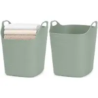 Excellent houseware Flexibele emmer - 2x - groen - 15 liter - kunststof - vierkant - 37 x 30 cm