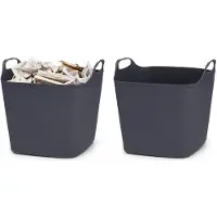 Excellent houseware Flexibele emmer - 2x - zwart - 15 liter - kunststof - vierkant - 37 x 30 cm