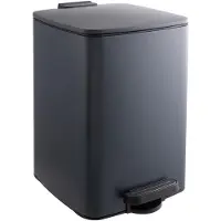 Famanu – Hoekige pedaalemmer van 12 liter met softclose en uitneembare binnenemmer, mat zwart, 33 x 25 x 30 cm