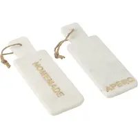 J-Line snijplank Rechthoekig Apero/Homemade Marmer - steen - wit - 2 stuks