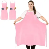 Famanu – 2 stuks unisex chef schorten in groot formaat, roze waterdichte schorten met 2 zakken, ideaal voor koken, barbecue en professioneel gebruik