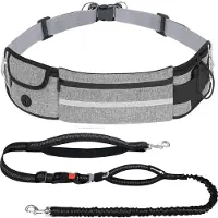 Famanu – Hondenriem met tas, heupriem met zachte pads, dubbel gevoerde handgrepen en schokabsorberende bungee, ideaal voor wandelen, training en hardlopen