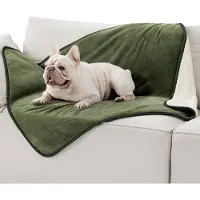 Famanu – Waterdichte en wasbare hondendeken van fleece, 100x80 cm, olijfgroen, voor middelgrote honden