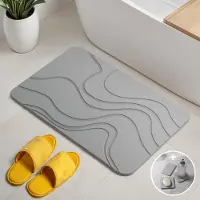 Famanu – Antibacteriële en absorberende badmat van diatomiet, sneldrogend, badkamer set van 60x39 cm, grijs