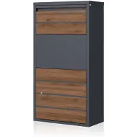 Famanu – Brievenbus met pakketvak in walnoot en antraciet 7016, gepoedercoat staal, wand- en vloermontage