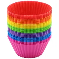 Famanu – Ronde siliconen muffinvormpjes set van 28 stuks in 7 kleuren, herbruikbare anti-aanbaklaag, ideaal voor cake, pudding en taarten
