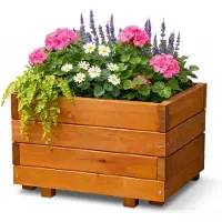 Famanu – Vierkante plantenbak van hout, luxe houten bloembak voor binnen en buiten, gecertificeerd, afmetingen 40 x 40 x 32 cm