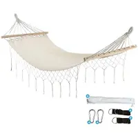 Famanu – Luxe hangmat met spreidstok, sierlijke franje, 100% katoen, inclusief ophangmateriaal en draagtas, 100 x 200 cm