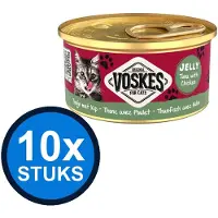 Voskes 10x Gelei Tonijn & Kip - Kattenvoer - Blik 85g