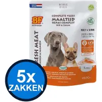 Biofood 5x - Vleesvoeding Compleet Kip & zalm Zak Multipack - Hondenvoer Droogvoer - 630 g