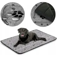AIO Factory Hondenmand Mat 70x50cm Waterdicht Grijs Botten Patroon Maat M