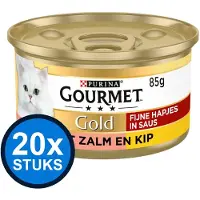 Gourmet 20x - Gold Fijne Hapjes Zalm & Kip - Kattenvoer Natvoer - 85g