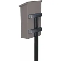 Famanu – Zwarte mailboxpaal van verzinkt staal, 150 cm hoog, vrijstaand met montagebeugels, weerbestendig en stabiel voor brievenbus buiten
