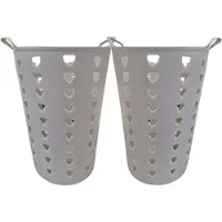 Excellent houseware Flexibele wasmand - 2x - beige - 60 liter - kunststof - 47 x 50 cm