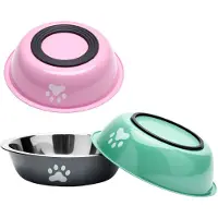 Famanu – Set van 3 hondenbakken van roestvrij staal, 860 ml, voerbak voor honden en waterbak voor katten