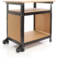 Famanu – Mobiele werkbank, in hoogte verstelbare werktafel met opbergvakken, 68 x 50 x 66-82 cm