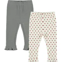 Dirkje skinny leggings (set van 2) Grijs Meisjes Katoen Effen - maat 74