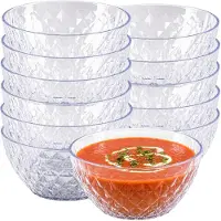 PlasticForte Schaaltjes - kristal stijl - kommetjes - 12x - kunststof - 14 x 5 cm - transparant - stapelbaar - soepkommen