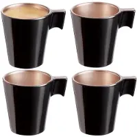 Luminarc Espresso kopjes - 4x - zwart metallic - koffiekopjes van 80 ml - 6 x 5.5 cm - keramiek