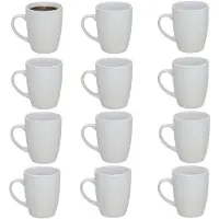 Gerimport Koffie / thee mok Mika - 12x stuks - wit - 360 ml - mokken - keramiek