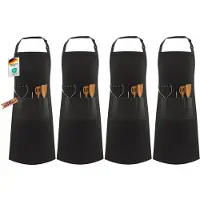 Famanu – Waterdicht schort met 3 zakken, verstelbaar grillschort met lange banden voor mannen en vrouwen, ideaal voor restaurant, café en barbecue