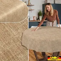 ANRO Tafelkleed Effen linnenlook Meerkleurig Rond Ø120cm Rechte rand Afwasbaar Waterafstotend