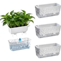Famanu – Set van 3 zelfbewaterende bloempotten, 28 cm, rechthoekige plantenpotten met waterreservoir, voor binnen en buiten, tuin en kantoor