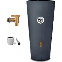 ALLVIA Waterton - Regenton - Watertank - 220 Liter - Afvoerklep en Afvoerbuisaansluiting - Grafietgrijs - Grijs - 58cm x 58cm x 120cm