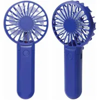 Trendoz Typhoon Mini handventilator - 2x - blauw - 8 x 17 cm - verkoeling in zomer - 3 snelheden - USB en met c-laadkabel