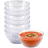 PlasticForte Schaaltjes - kristal stijl - kommetjes - 8x - kunststof - 14 x 5 cm - transparant - stapelbaar - soepkommen