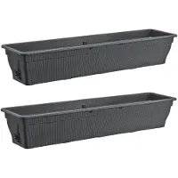 Famanu – Balkonbak van 100 cm met waterreservoir, antraciet, 25 liter, weerbestendig, lange bloembak voor tuin en balkon, set van 2 stuks