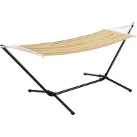 Famanu – Hangmatstandaard voor comfortabele hangmat, staal, afmetingen 300 x 100 x 105 cm, ideaal voor tuin, terras of balkon, beige