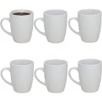 Gerimport Koffie / thee mok Mika - 6x stuks - wit - 360 ml - mokken - keramiek