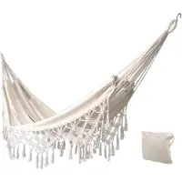 Famanu – Hangmat voor tuin, vakantie, strand en camping, dubbele hangmat van katoen, belastbaar tot ca. 180 kg