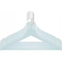 Springos Set van 9 houten kledinghangers, poederblauw, voor kasten en hal
