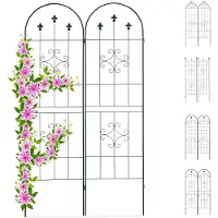 Famanu – Plantenklimrek set van 2, rankhulp van metaal, 180 x 50 cm, donkergroen, eenvoudig in de grond te steken