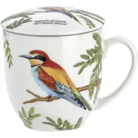 Marco polo Porseleinen Theemok met Zeef - 380ml - Vogelmotief