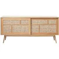 Nest of Nora Dressoir Enli - Met schuifdeuren en rotan - Eiken - Naturel