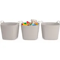 Excellent houseware Flexibele emmer - 3x - beige - 15 liter - kunststof - vierkant - 37 x 30 cm