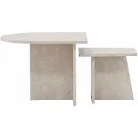 Nest of Nora Salontafel set van 2 - Marmerlook - Vierkant 60x60 cm en 40x40 cm - Beige