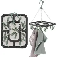 Storage solutions Droogcarrousel / droogmolen - 2x - grijs / groen - met 18 knijpers - 24 x 31 cm - kunststof