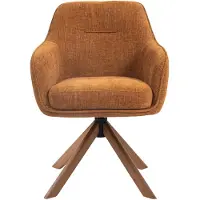 Nest of Nora Set van 2 - Eetkamerstoelen Mavi - Draaibaar en met armleuning - Chenille met eikenhouten poten - Roest